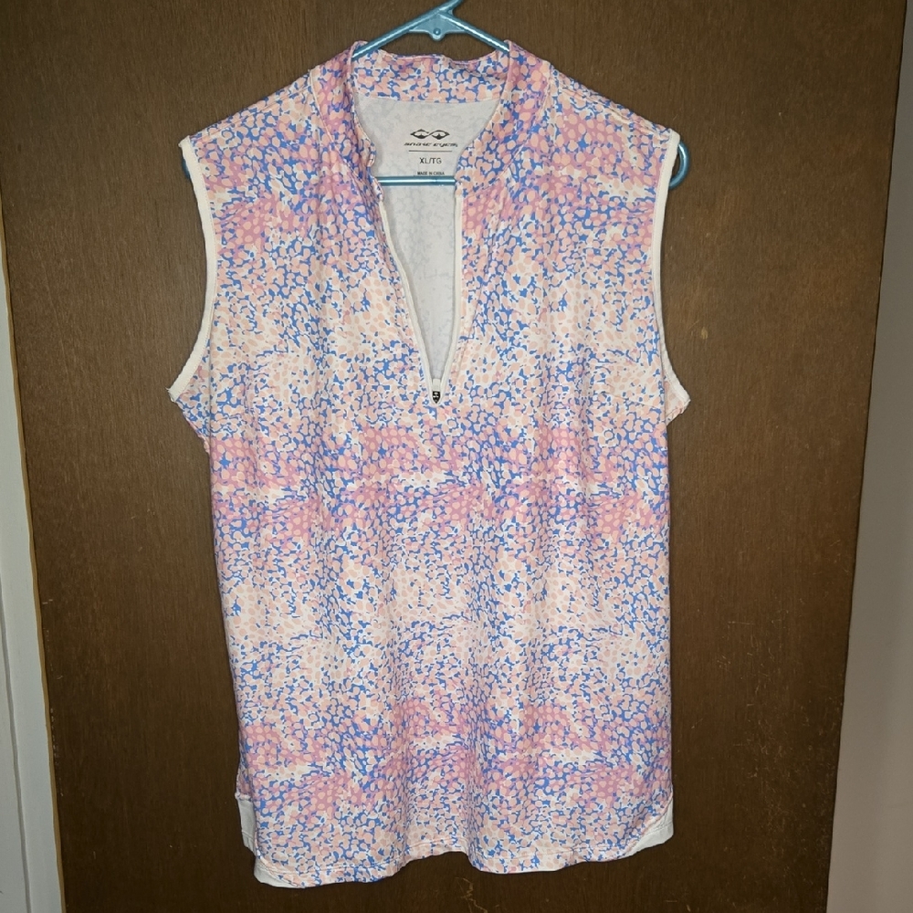 Golf Top.. Abstract Pink ahd Blue